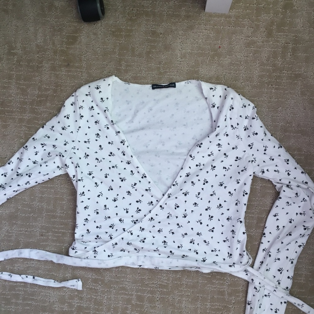 Brandy Melville White Wrap Top